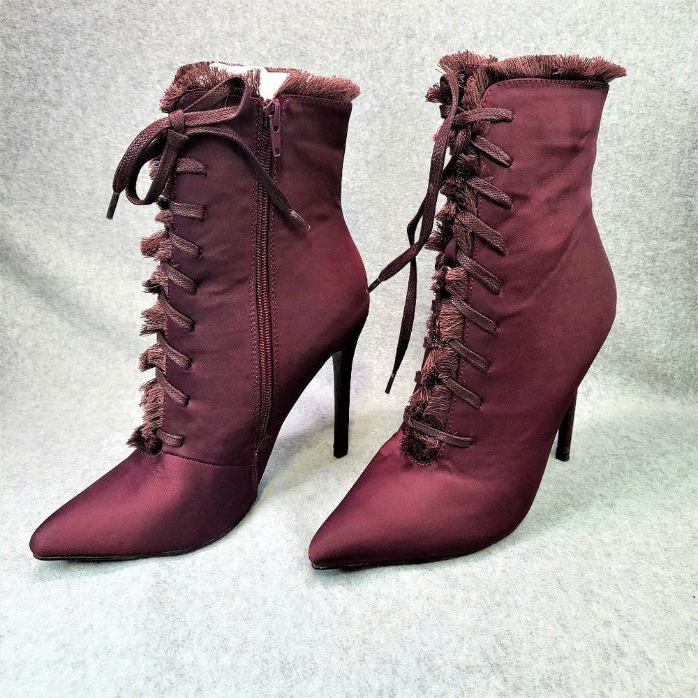 * So Me Purple Wine High Heel Ankle Boot Shoe - Picture 2 of 7